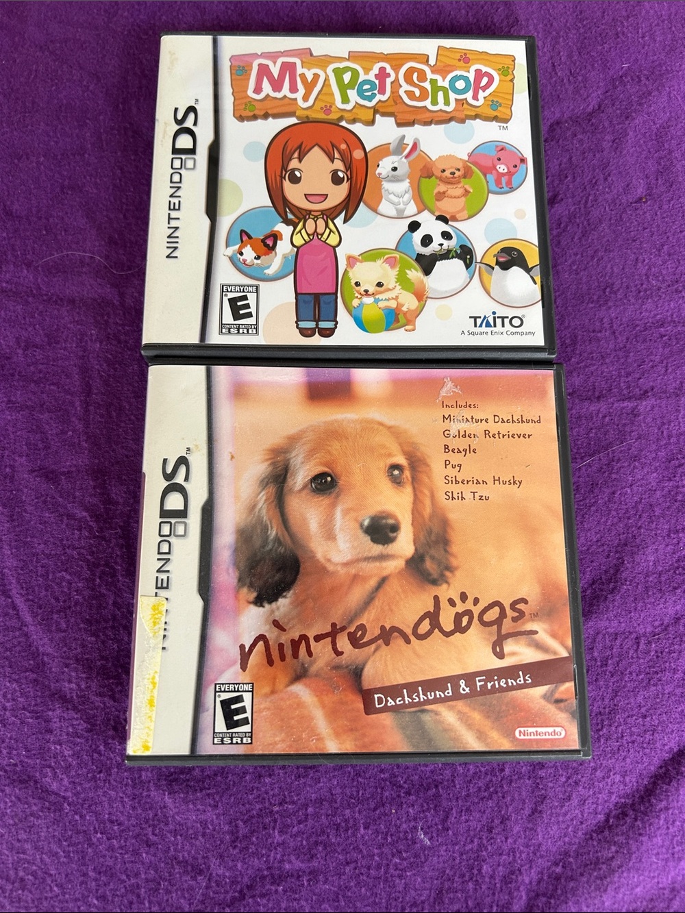 Nintendo DS Game Case with Puppy Artwork — White, Brown, Pink
